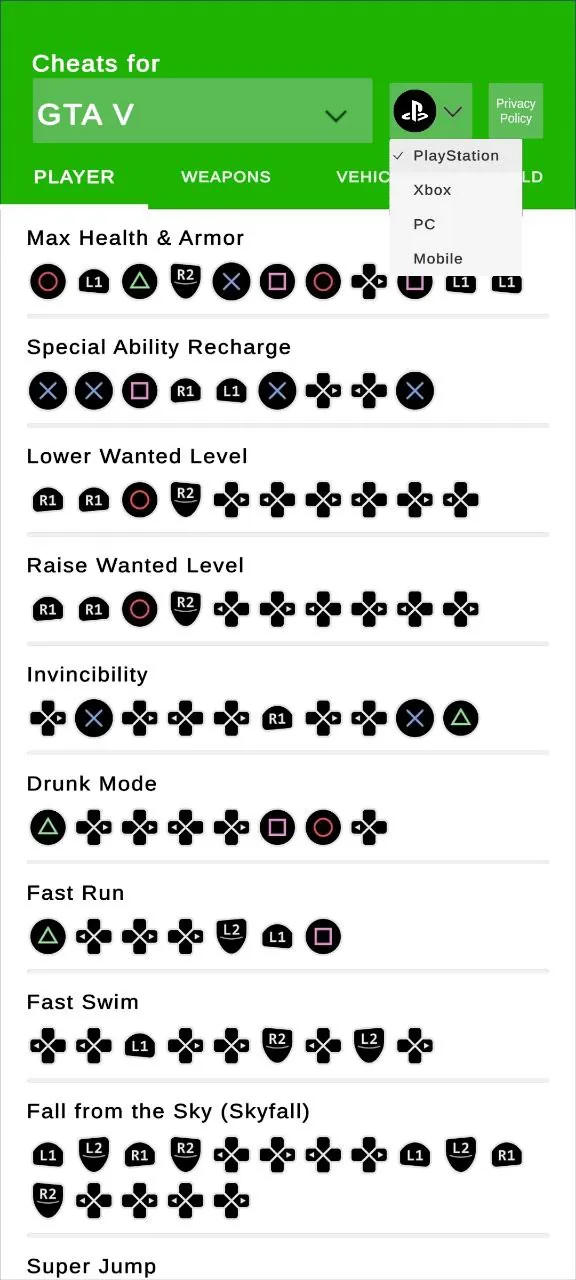 All GTA Cheats: V SA VC screenshot 3