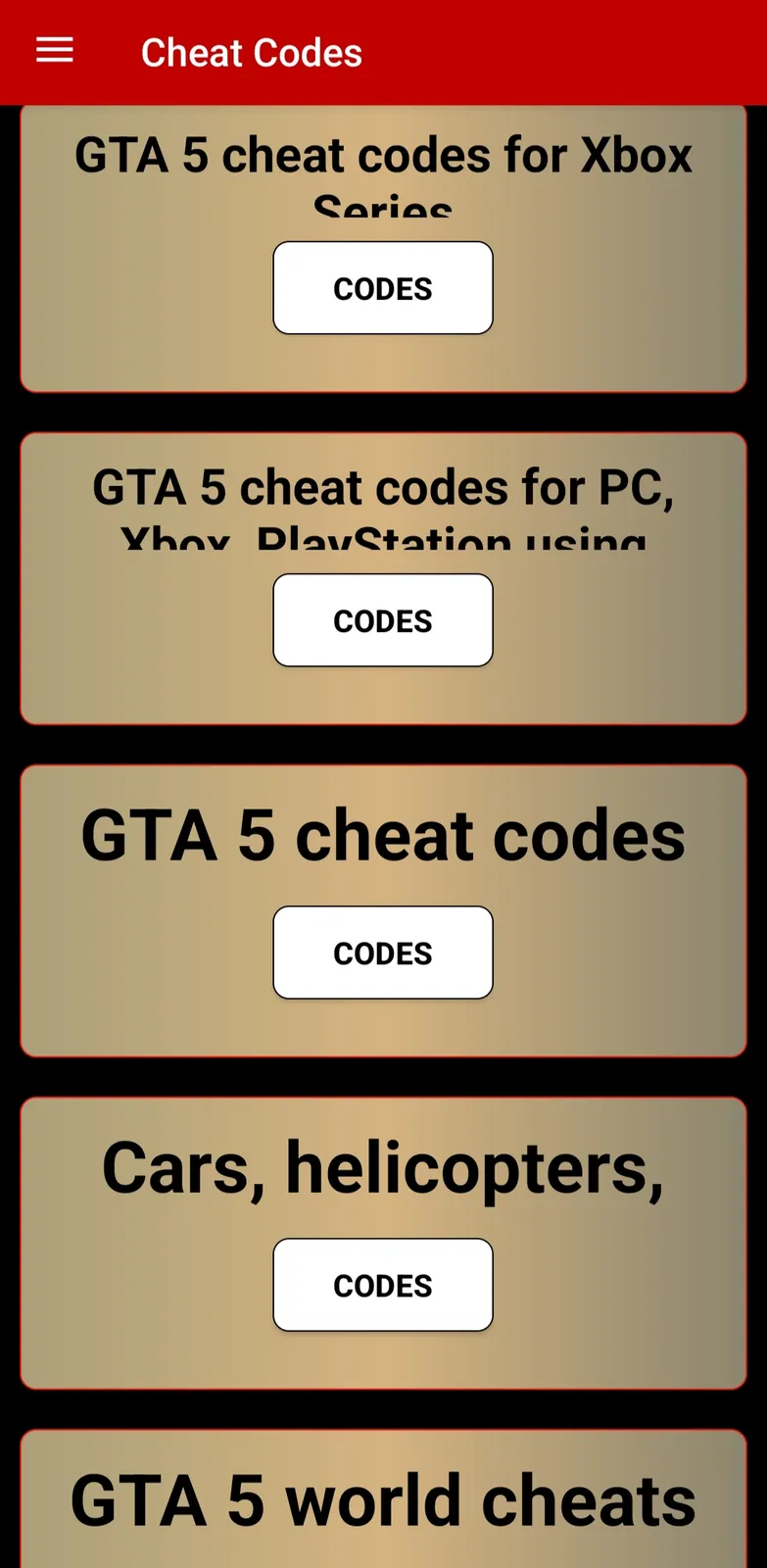 GTA 5 Cheat Codes screenshot 4
