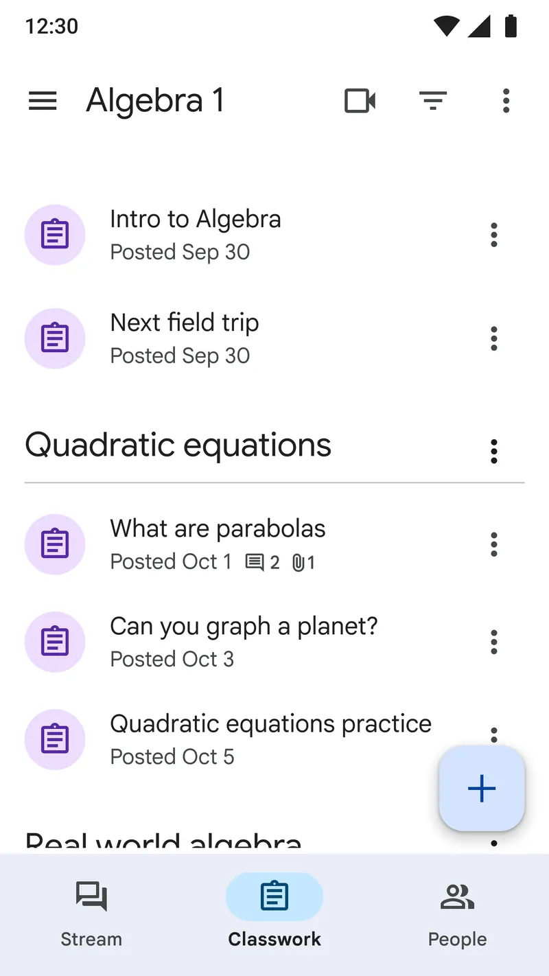 Google Classroom screenshot 3
