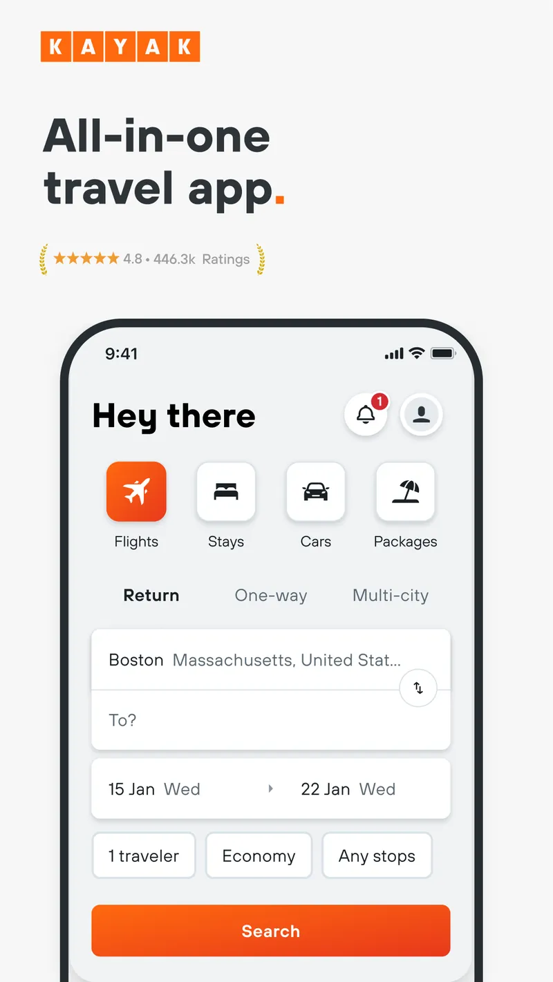 KAYAK: Flights, Hotels & Cars screenshot 1