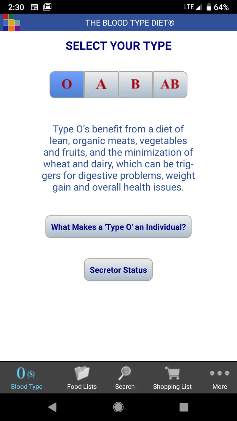 The Blood Type Diet® screenshot 1