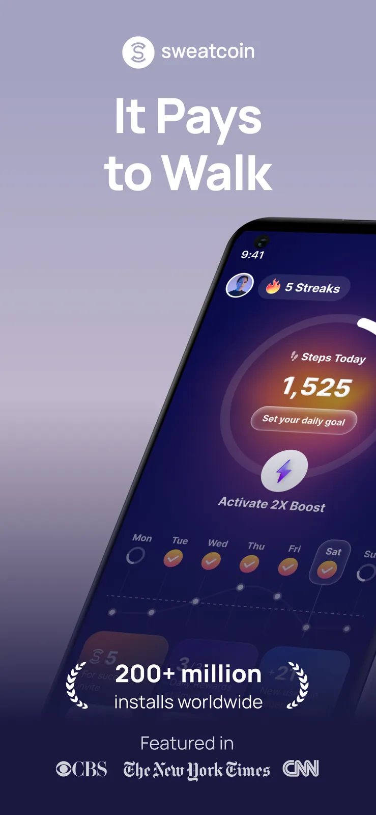 Sweatcoin・Walking Step Counter screenshot 1